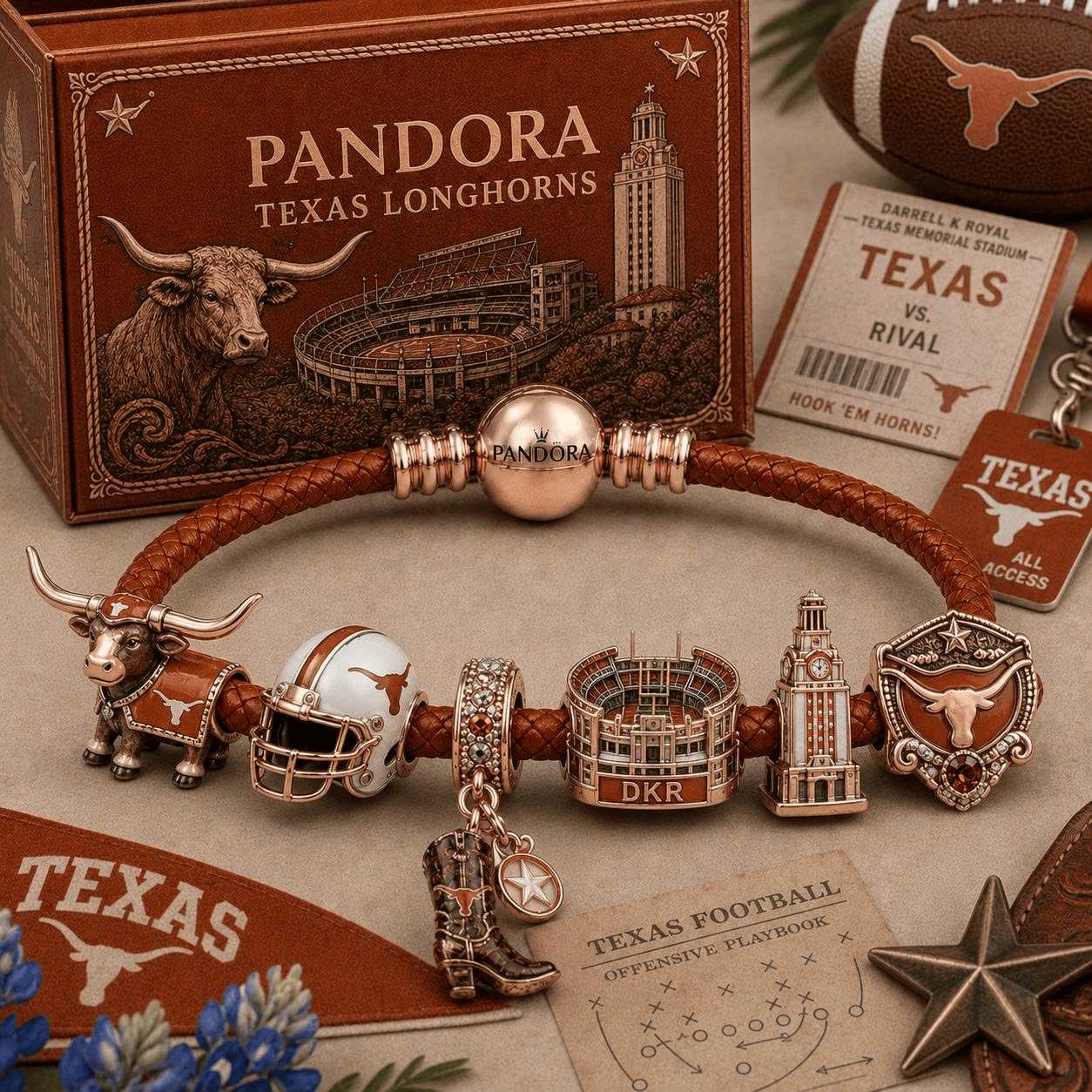 TLS round braided leather cord Charm Bracelet Set NHVH