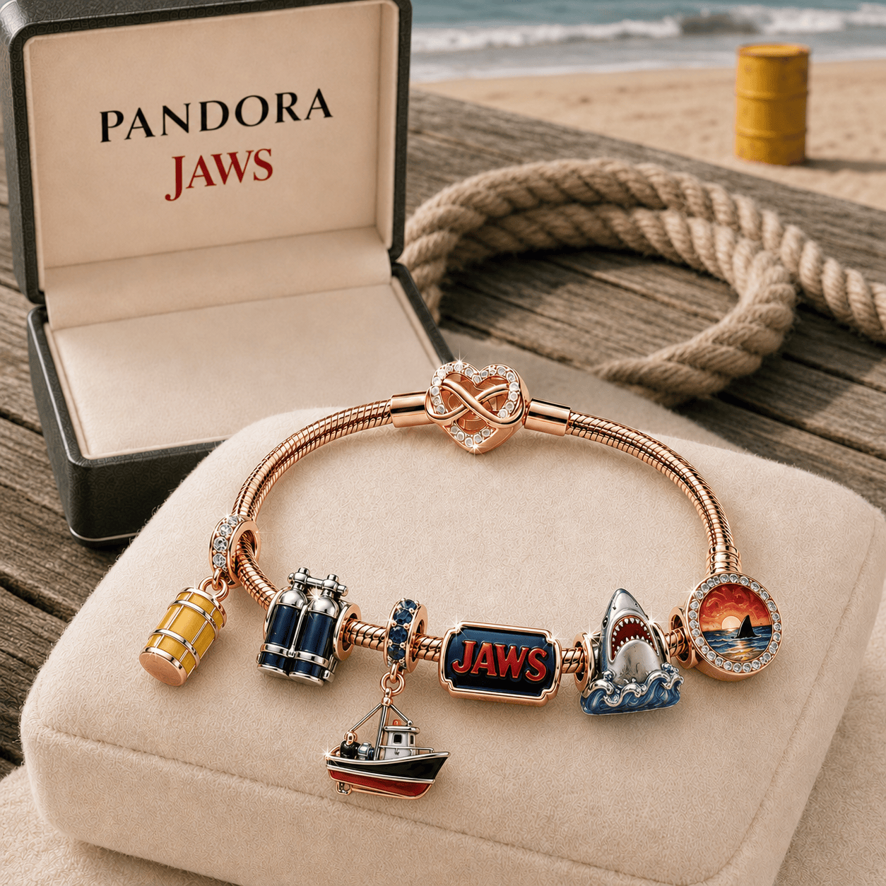 JAWS Rose Gold Charm Bracelet Set TMH