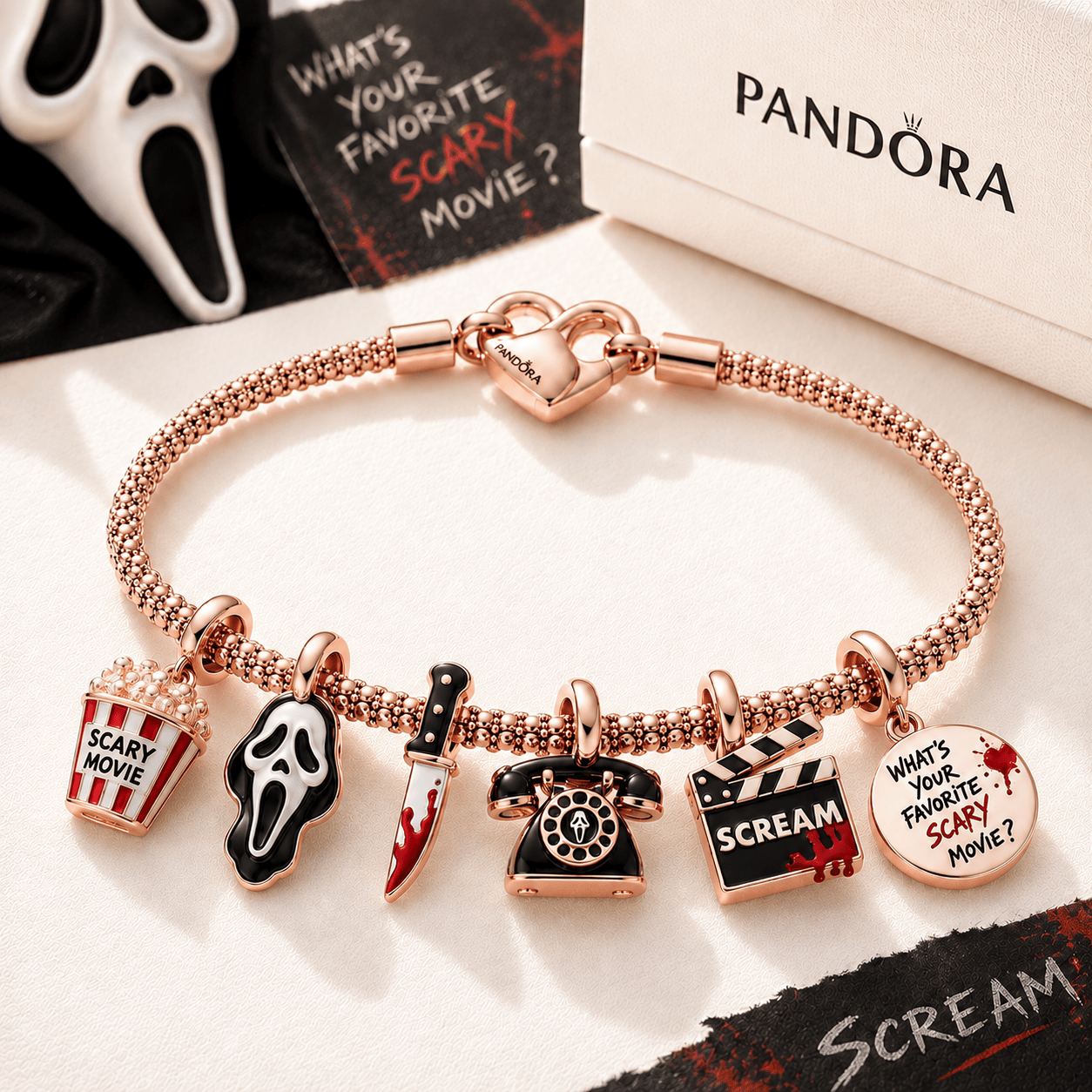 SCRE Rose Gold Charm Bracelet Set TTTT
