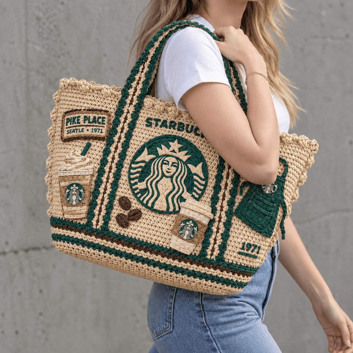 STBK Straw-Style Embellished Tote Bag HTTT