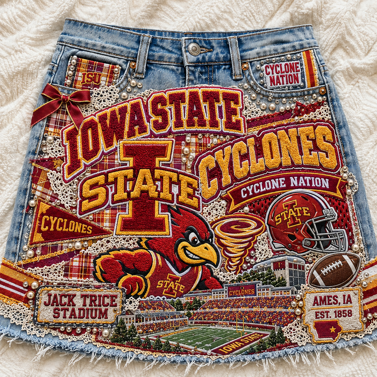 ISC Embellished Denim Skirt NTKO