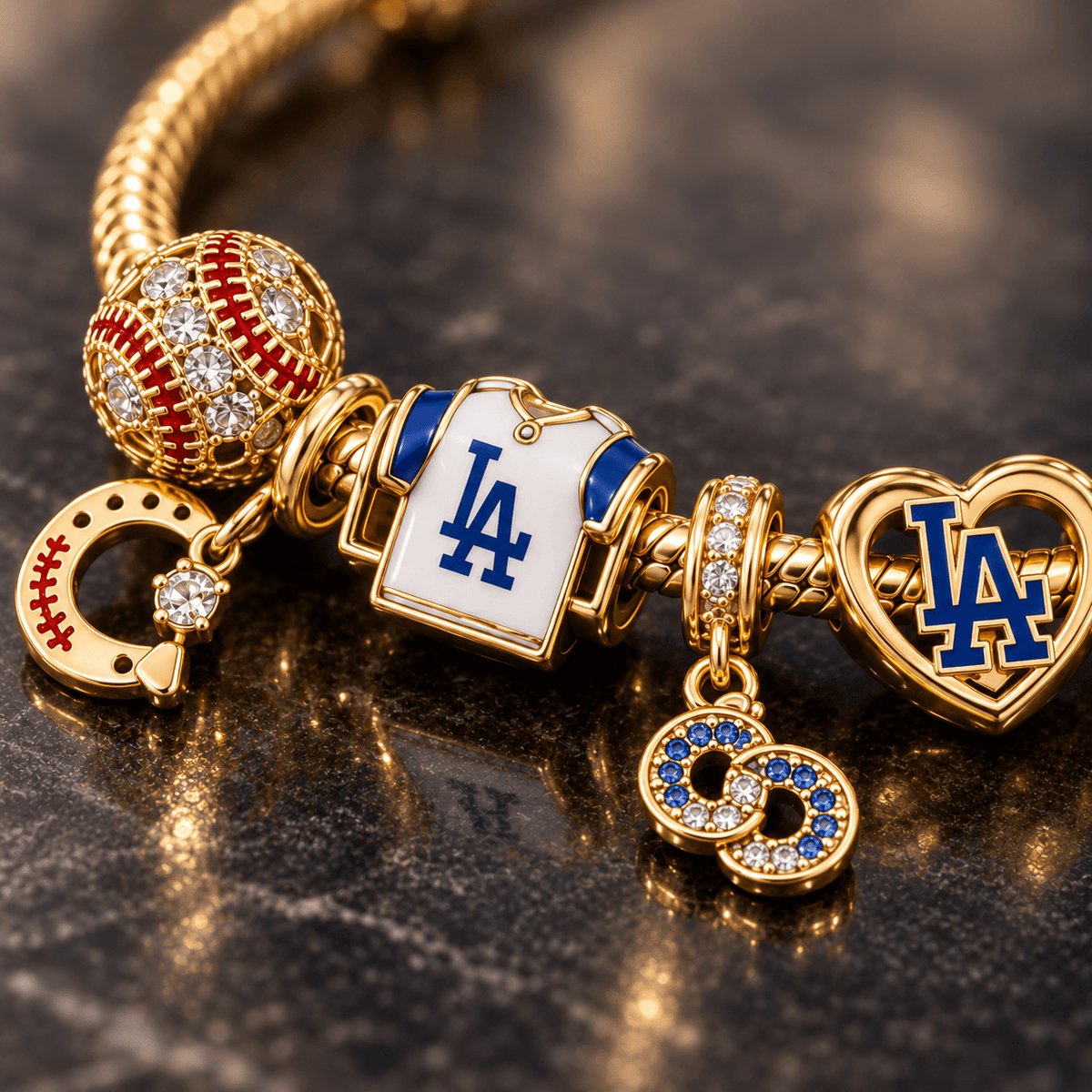 LAD Gold Charm Bracelet Set PTKL