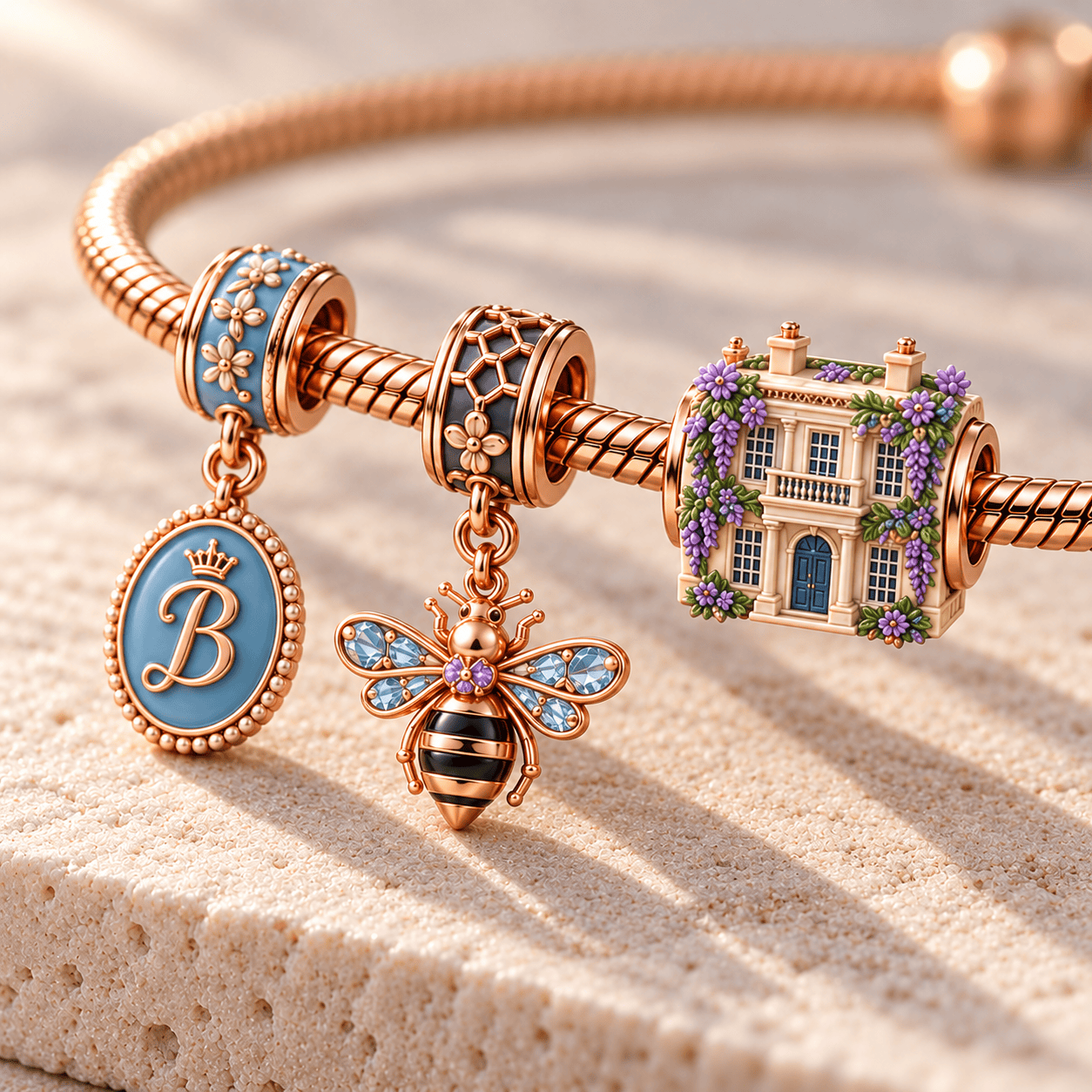 BGT Rose Gold Charm Bracelet Set HQH