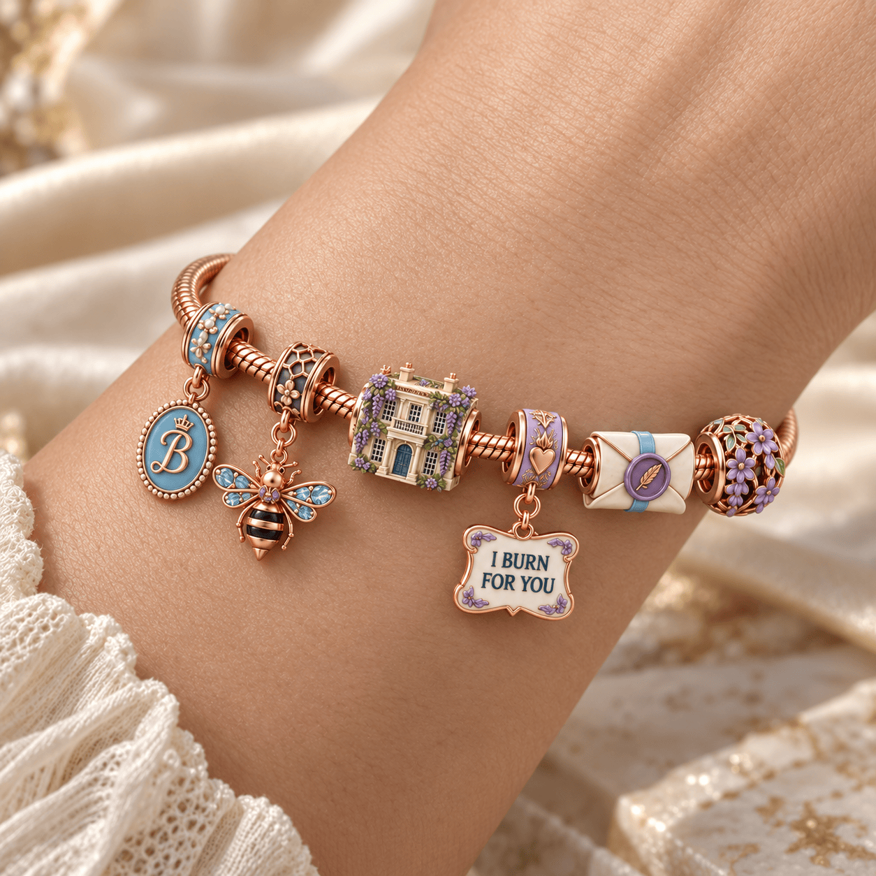 BGT Rose Gold Charm Bracelet Set HQH