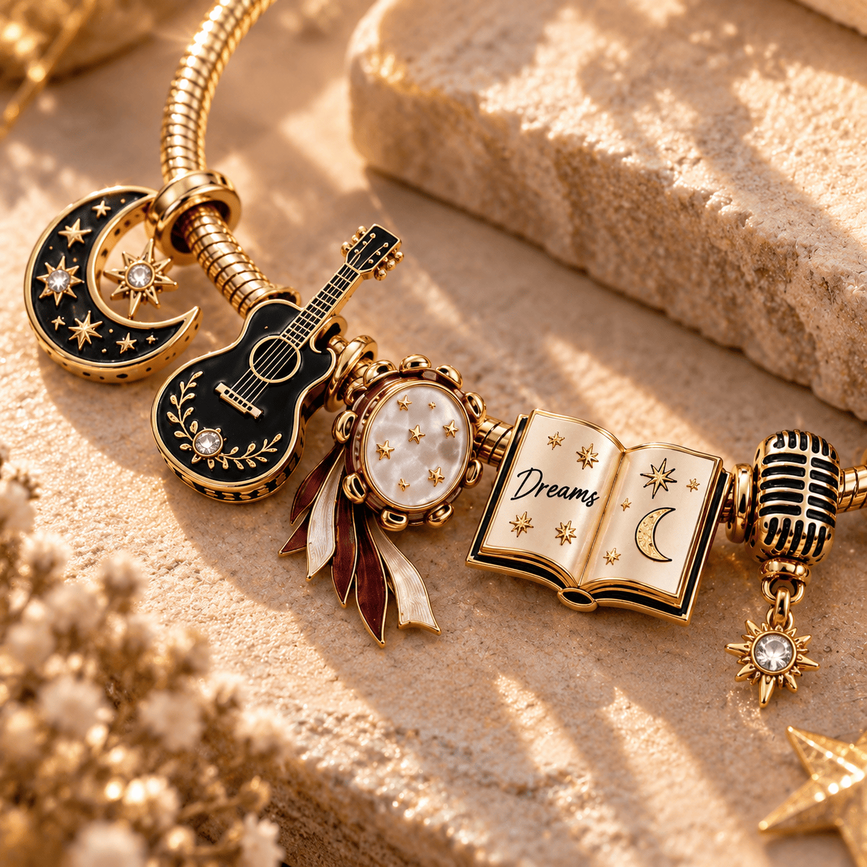 FLM Gold Charm Bracelet Set TTN