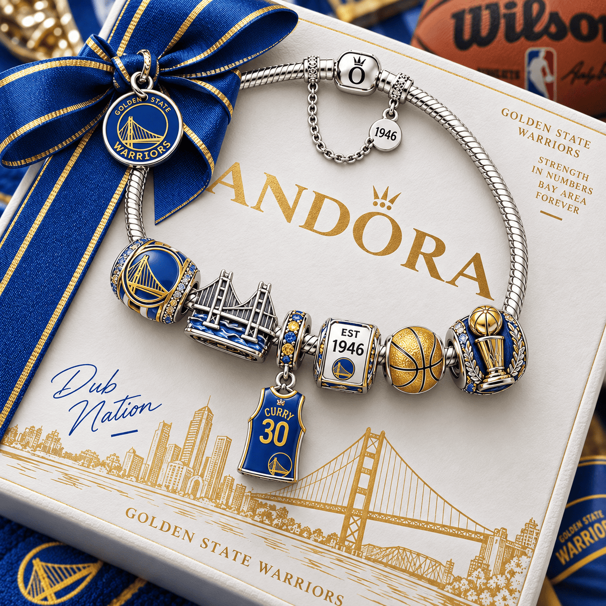 GSW Silver Charm Bracelet Set PTT
