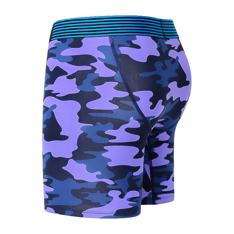 4pcs/set Becharm Men's Boxers Panties Sports Shorts for Men Briefs Set Nylon Long Gay Sexy Underwear Camouflage Solid Clothing