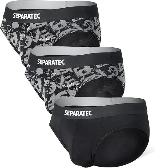 3 Pack Separatec Mens Bikini Underwear Low Rise Bulge Enhancing Dual Pouch Breathable Sexy Mens Underwear